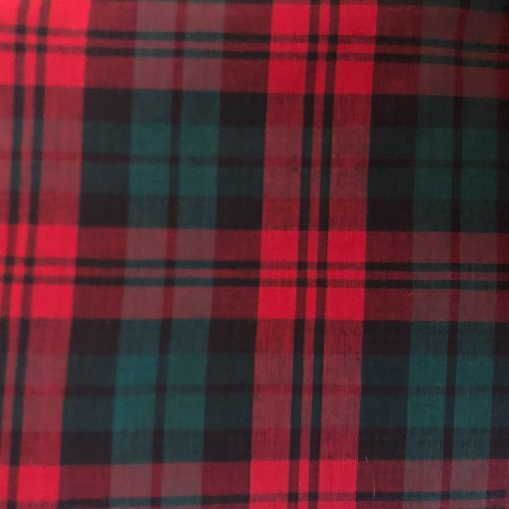 🛒 $16 Homespun Quilt Cotton Fabric Material 2 yard Red Green Plaid Tartan #751